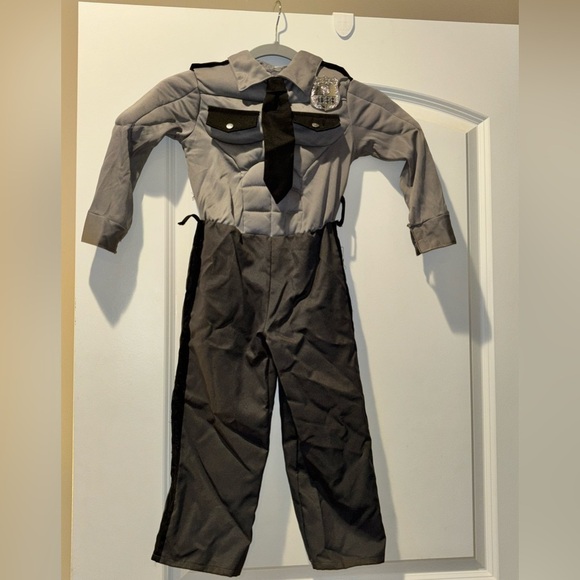 Kids Gray Police Costume Jumpsuit - Picture 2 of 9